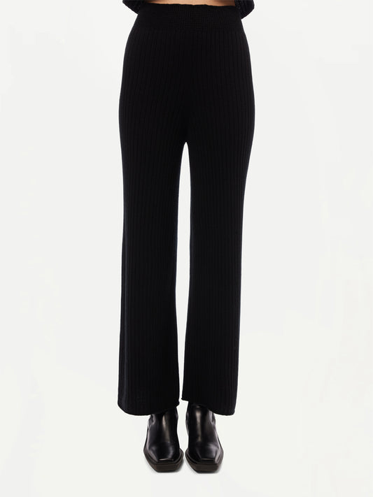 Women's Wide-Leg Cashmere Pants Black - Gobi Cashmere 