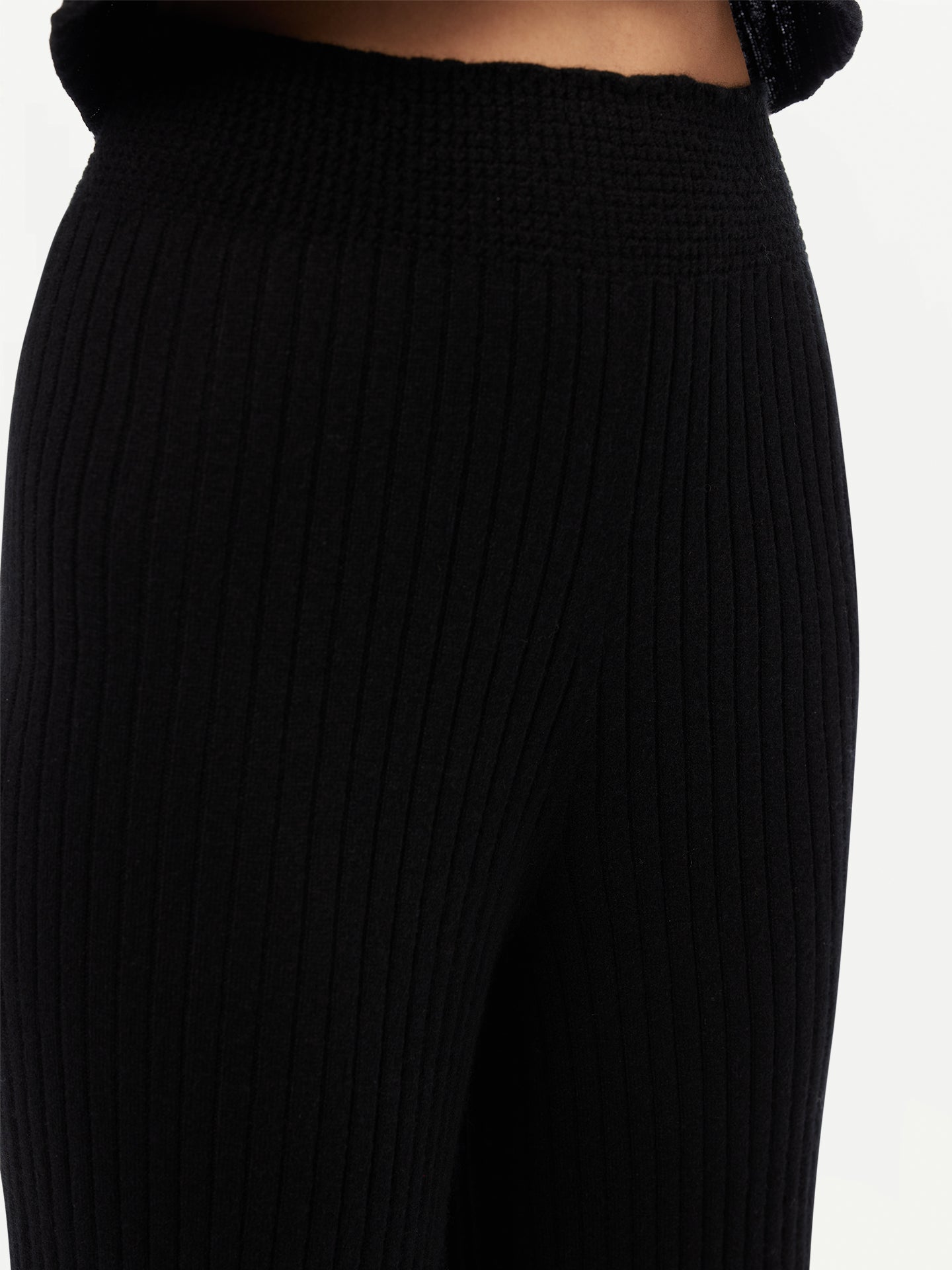 Women's Wide-Leg Cashmere Pants Black - Gobi Cashmere 