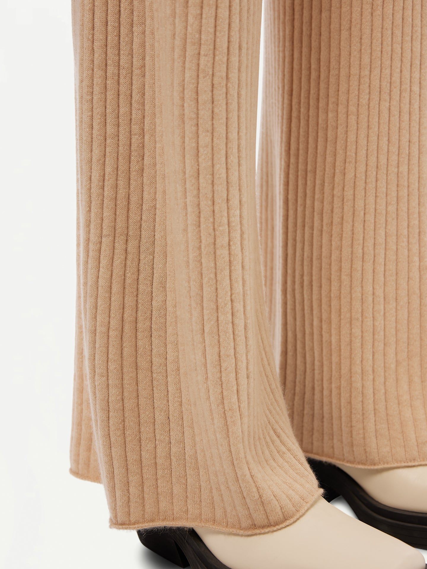 Women's Organic Colour Wide-Leg Cashmere Pants Beige - Gobi Cashmere