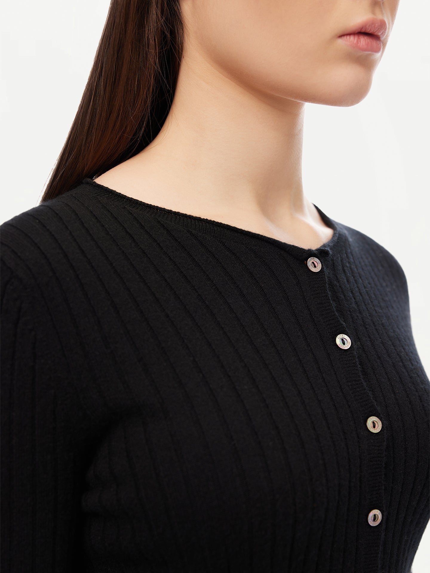 Women's Lightweight Cashmere Cardigan Black - Gobi Cashmere