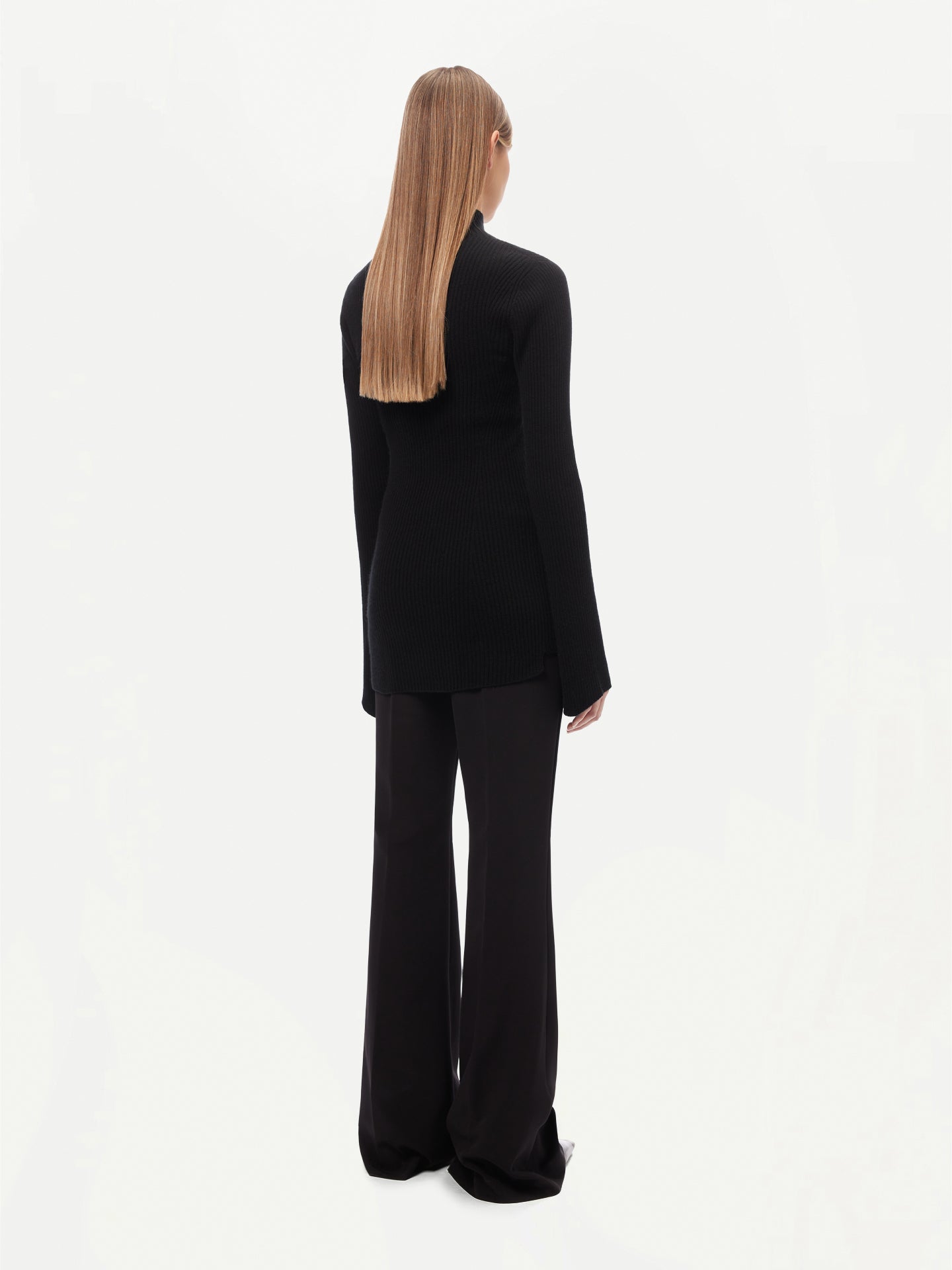 Women's Cashmere Bell-Sleeve Sweater Black - Gobi Cashmere