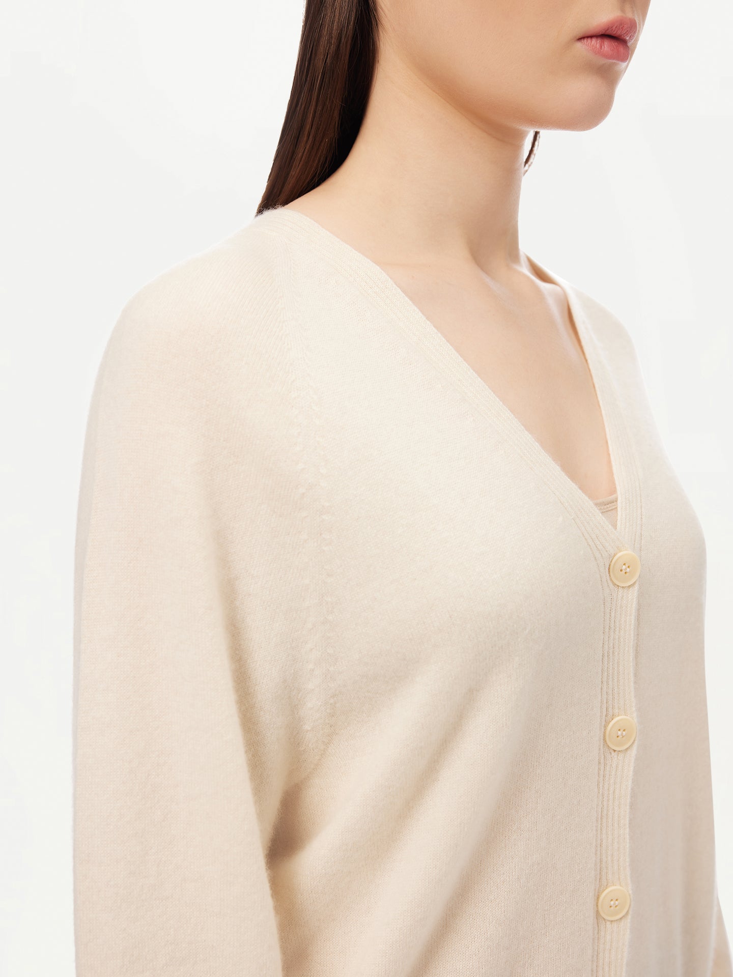 Women's Cashmere 3D Button-Up Cardigan Off White - Gobi Cashmere