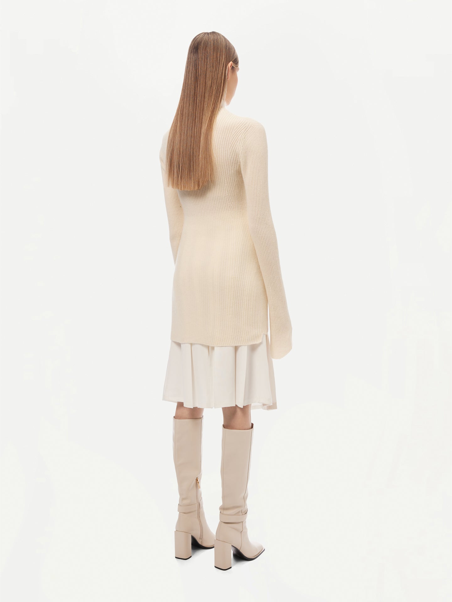 Women's Organic Colour Cashmere Bell-Sleeve Sweater Off White - Gobi Cashmere 