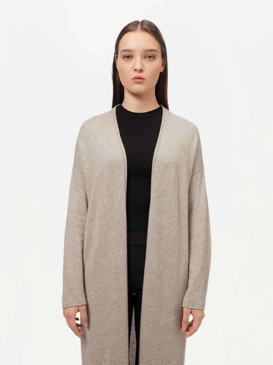 Women's Cashmere 3D Longline Cardigan Dawn Blue - Gobi Cashmere