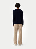 Essential Cashmere V-Neck Sweater Navy - Gobi Cashmere #color_navy