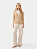 Organic Color Essential Cashmere V-Neck Cardigan Beige - Gobi Cashmere #color_beige