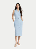 Sleeveless Silk Cashmere Polo Dress Powder Blue - Gobi Cashmere #color_powder-blue