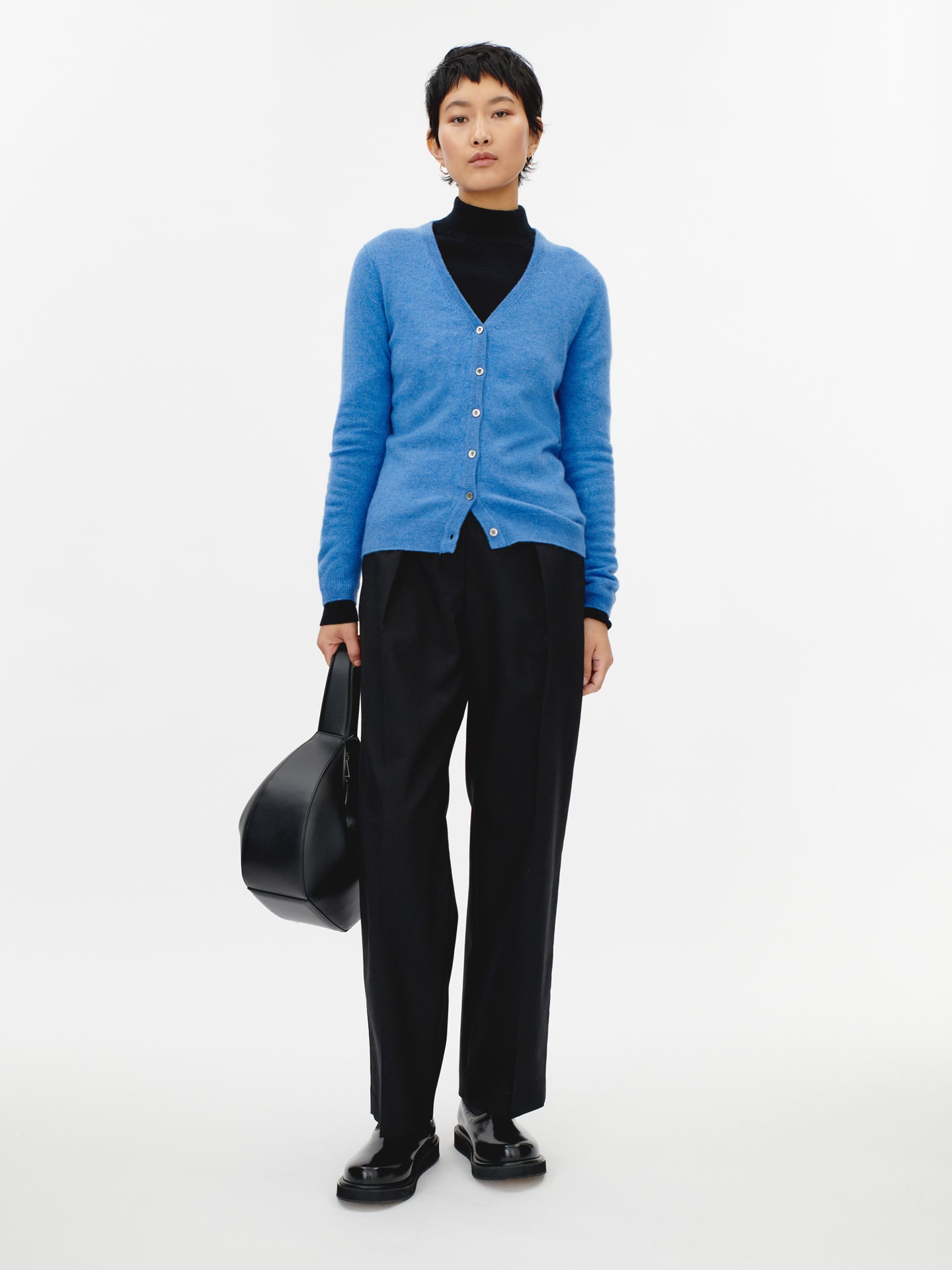 Women's Cashmere V-neck Cardigan Blue - Gobi Cashmere