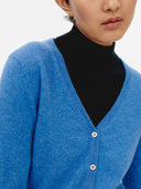 Women's Cashmere V-neck Cardigan Blue - Gobi Cashmere #color_blue