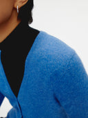 Women's Cashmere V-neck Cardigan Blue - Gobi Cashmere #color_blue