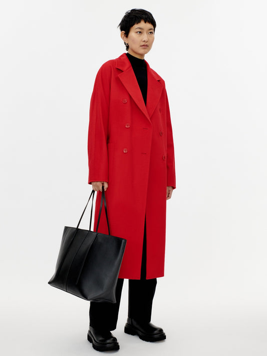 Women's Cashmere Double-Breasted Long Coat Red - Gobi Cashmere