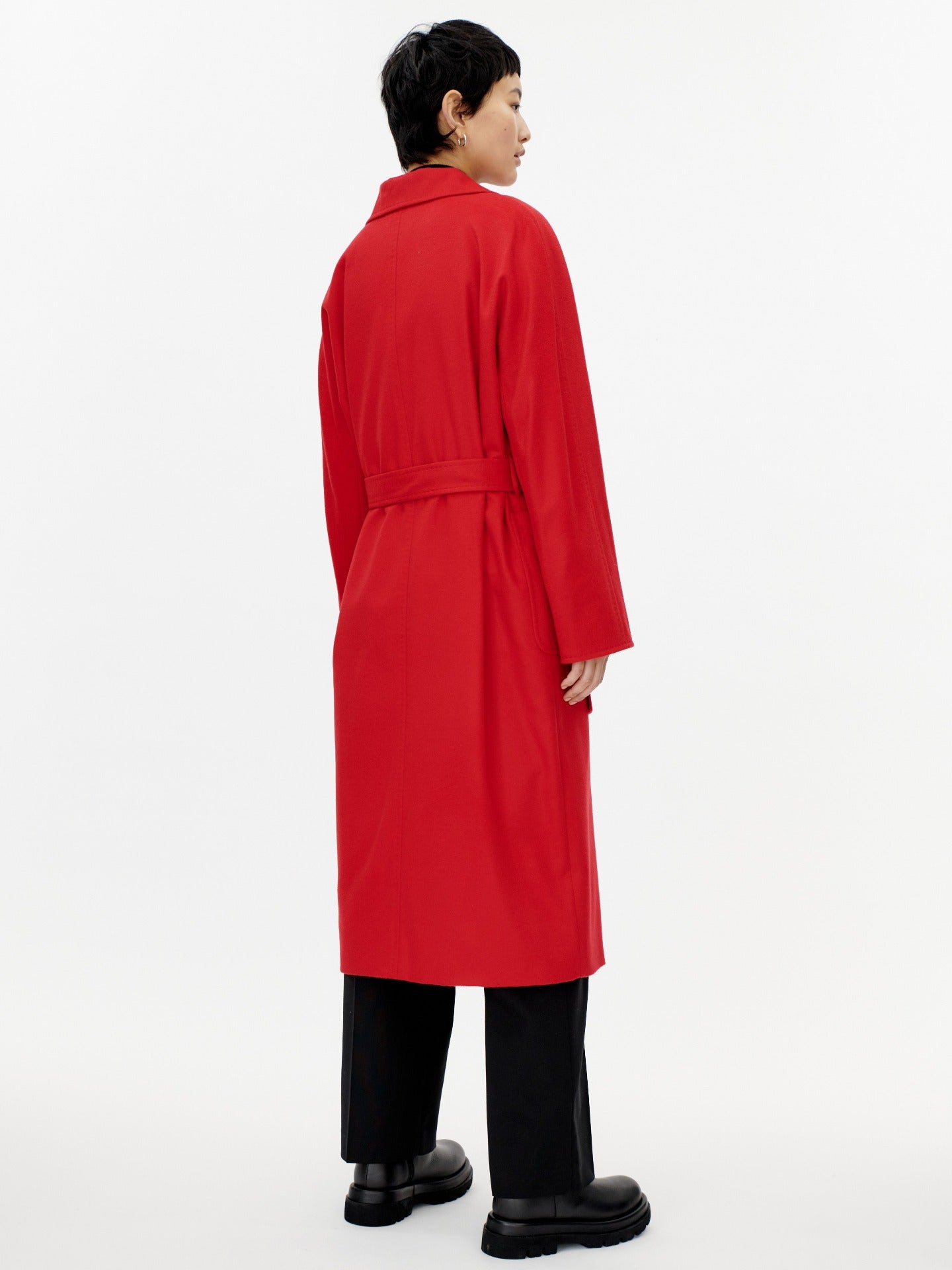 Women's Cashmere Double-Breasted Long Coat Red - Gobi Cashmere