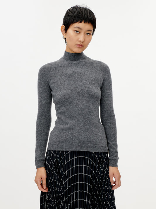Women's Cashmere Mock Neck Sweater Plum Kitten - Gobi Cashmere