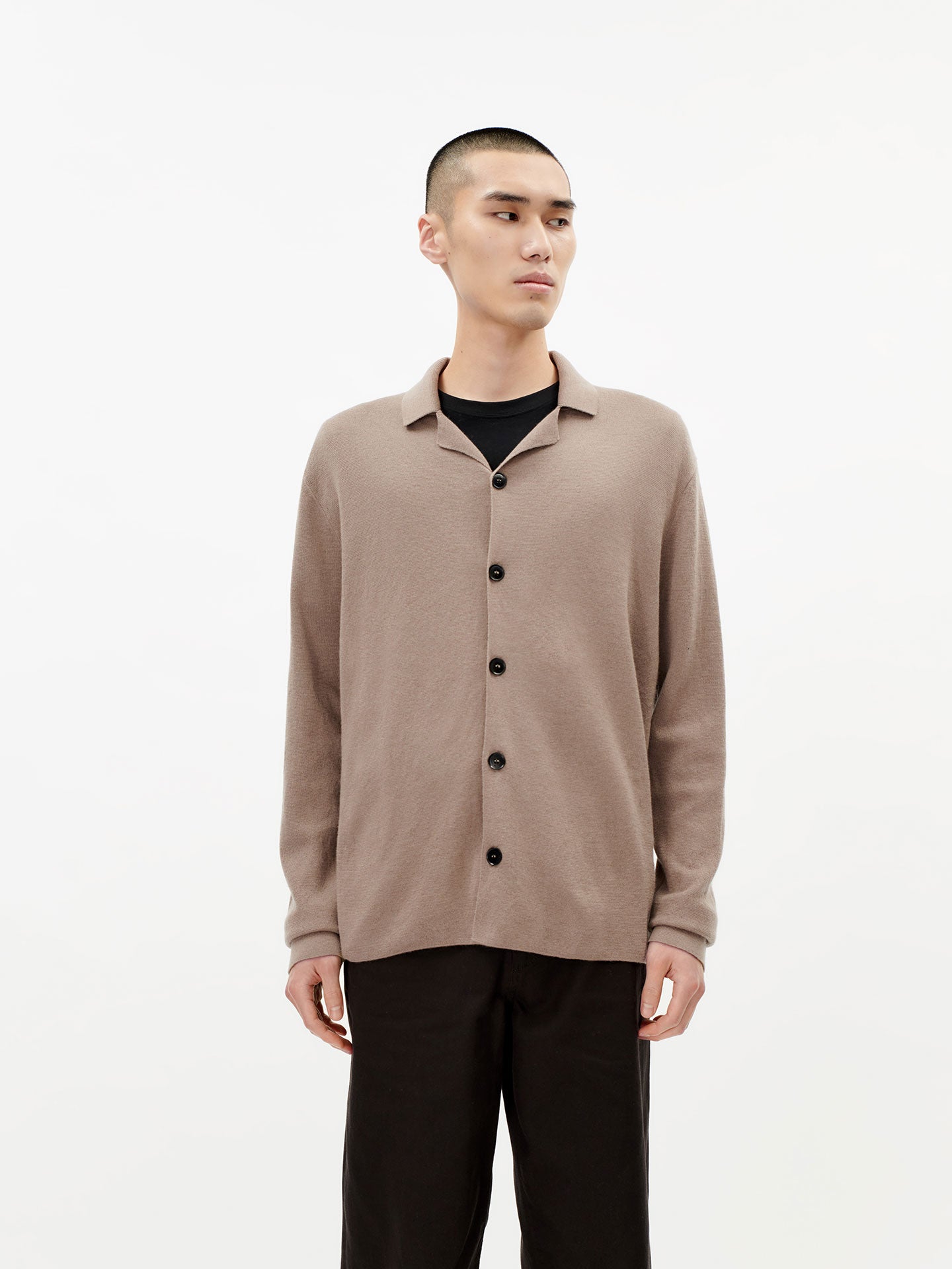 Men's Cashmere Jacket Cardigan Greige - Gobi Cashmere