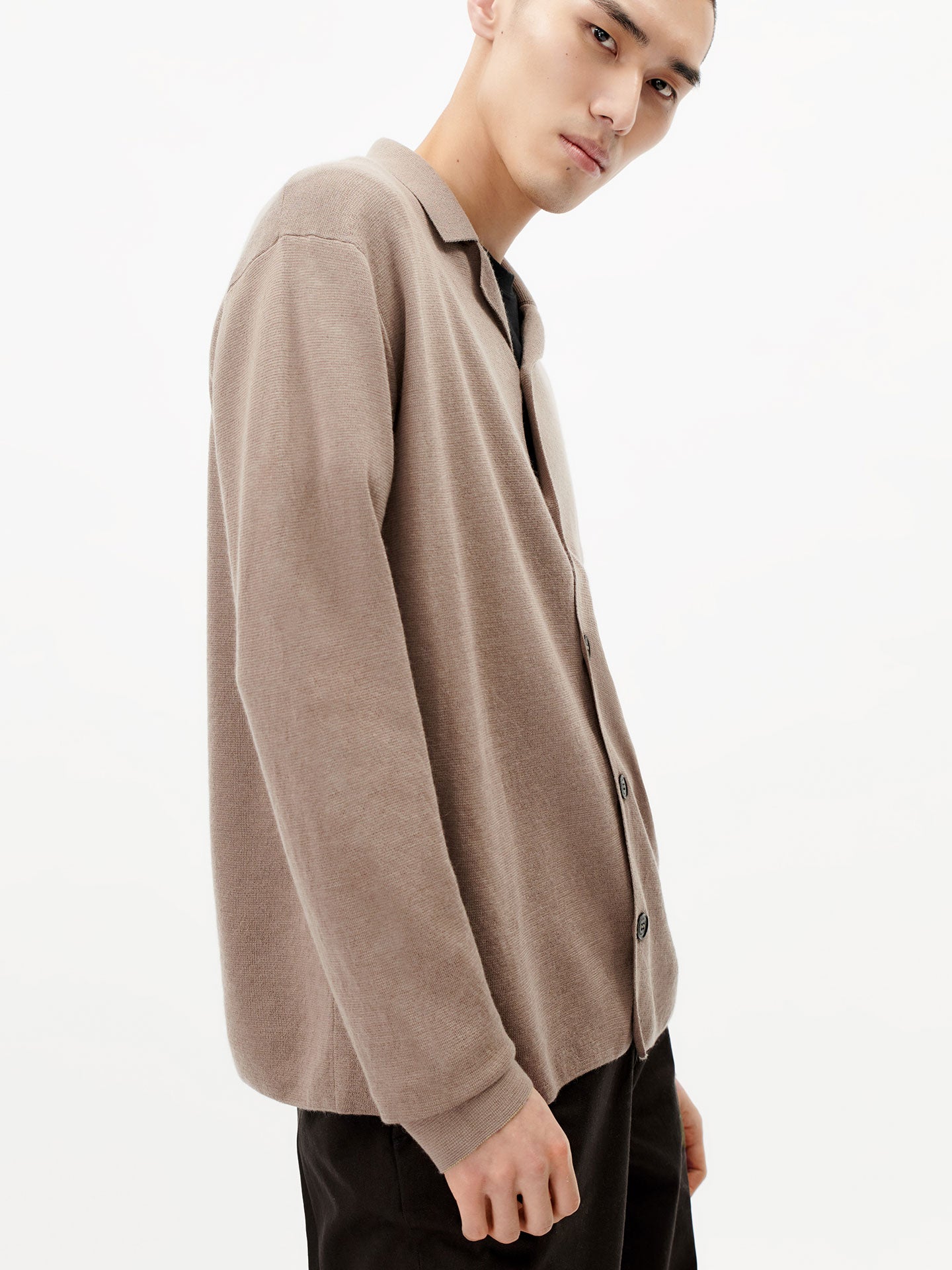 Men's Cashmere Jacket Cardigan Greige - Gobi Cashmere
