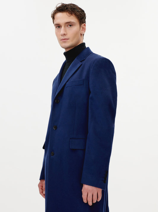 Men's Cashmere Classic Single Breasted Coat Navy - Gobi Cashmere