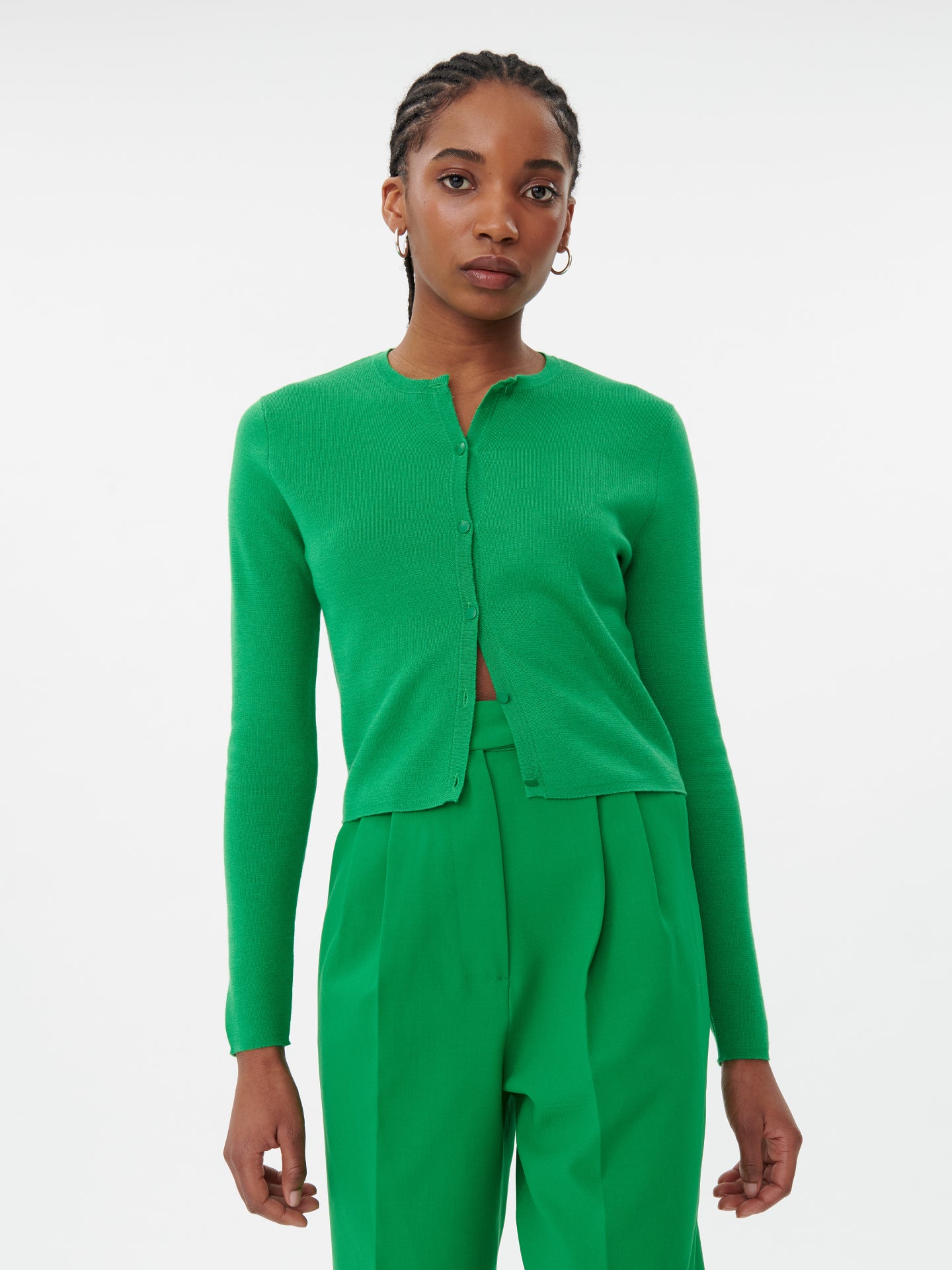 Women's Silk Cashmere Cropped Cardigan Jolly Green - Gobi Cashmere