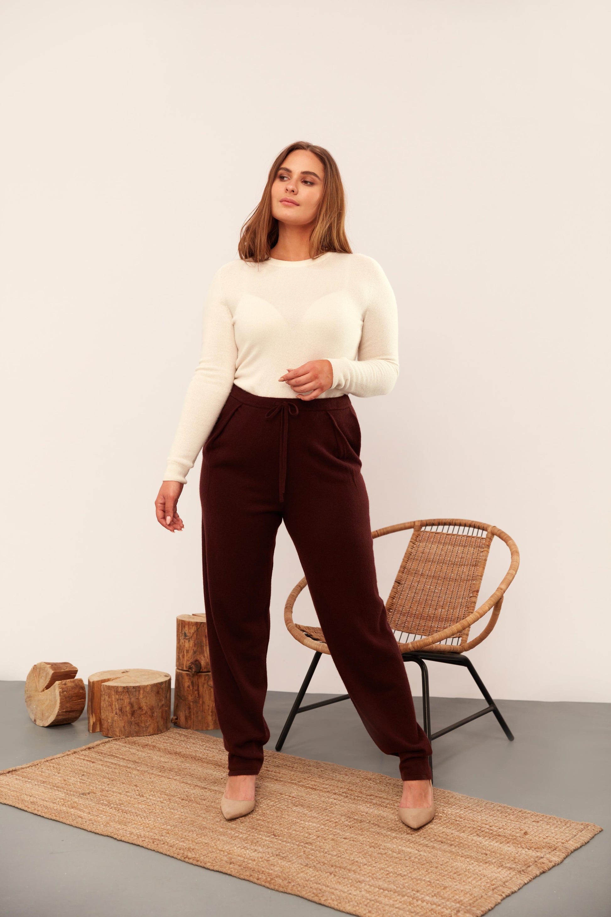 Women's Cashmere Cuffed Jogger Decadent Chocolate - Gobi Cashmere