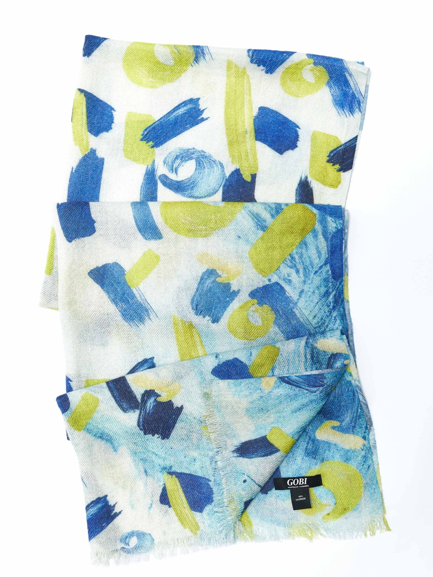 Women's Cashmere Printed Shawl Mosaic Blue - Gobi Cashmere