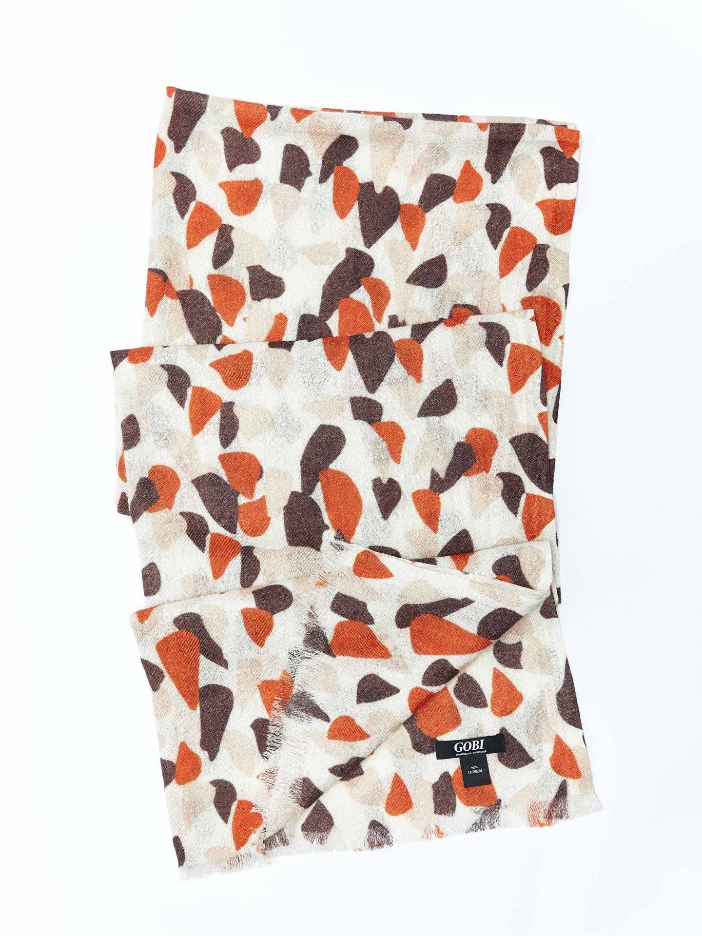 Women's Cashmere Printed Shawl Toasted Almond - Gobi Cashmere