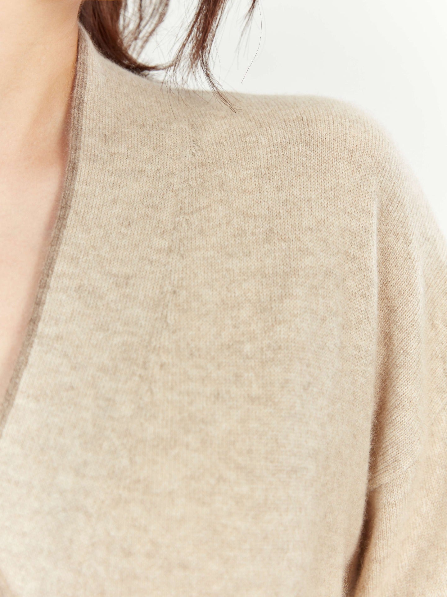 Organic Colour Contrast-Tipped Bathrobe Warm Grey - Gobi Cashmere