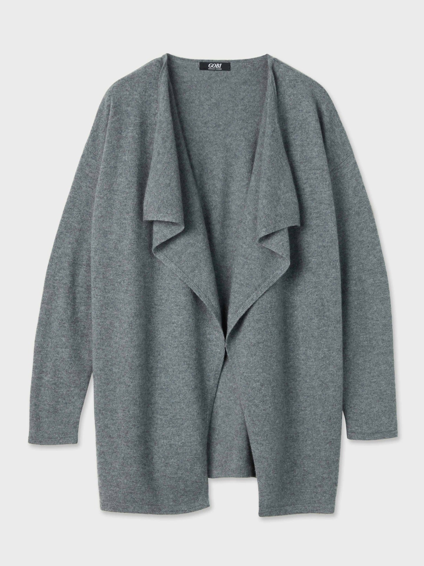 Women's Cashmere Waterfall Collar Cardigan Dim Gray - Gobi Cashmere