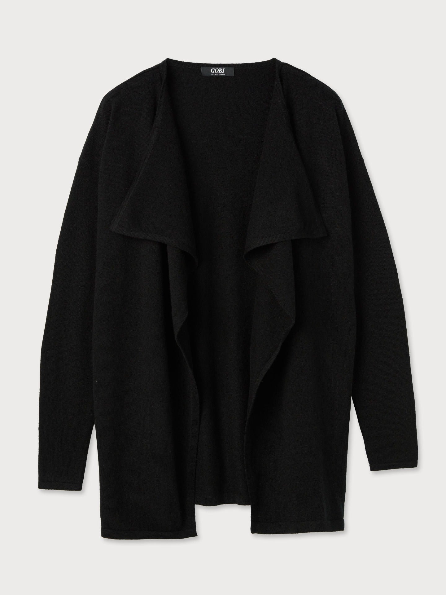 Women's Cashmere Waterfall Collar Cardigan Black - Gobi Cashmere