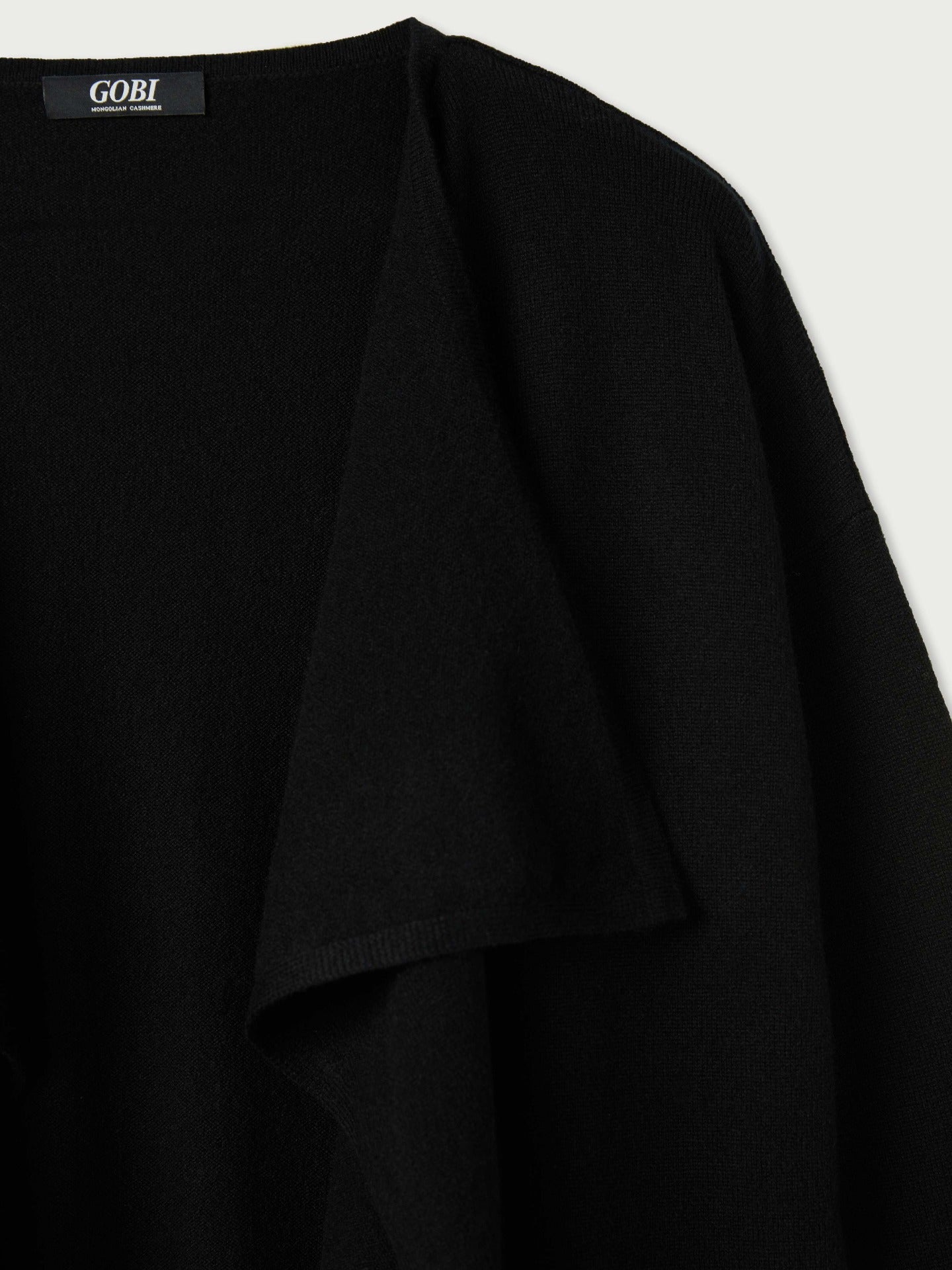 Women's Cashmere Waterfall Collar Cardigan Black - Gobi Cashmere