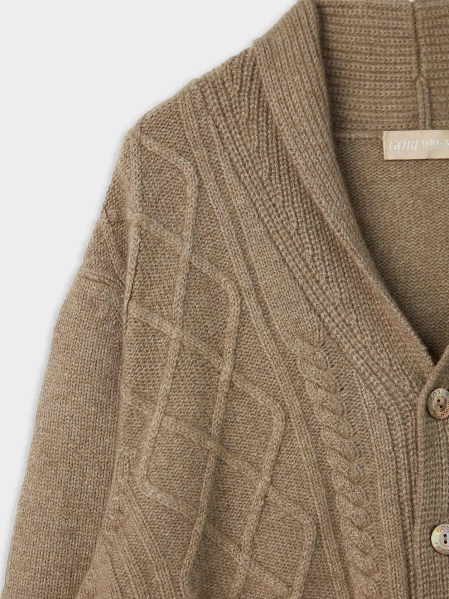 Men's Cashmere Shawl Collar Cardigan Taupe - Gobi Cashmere
