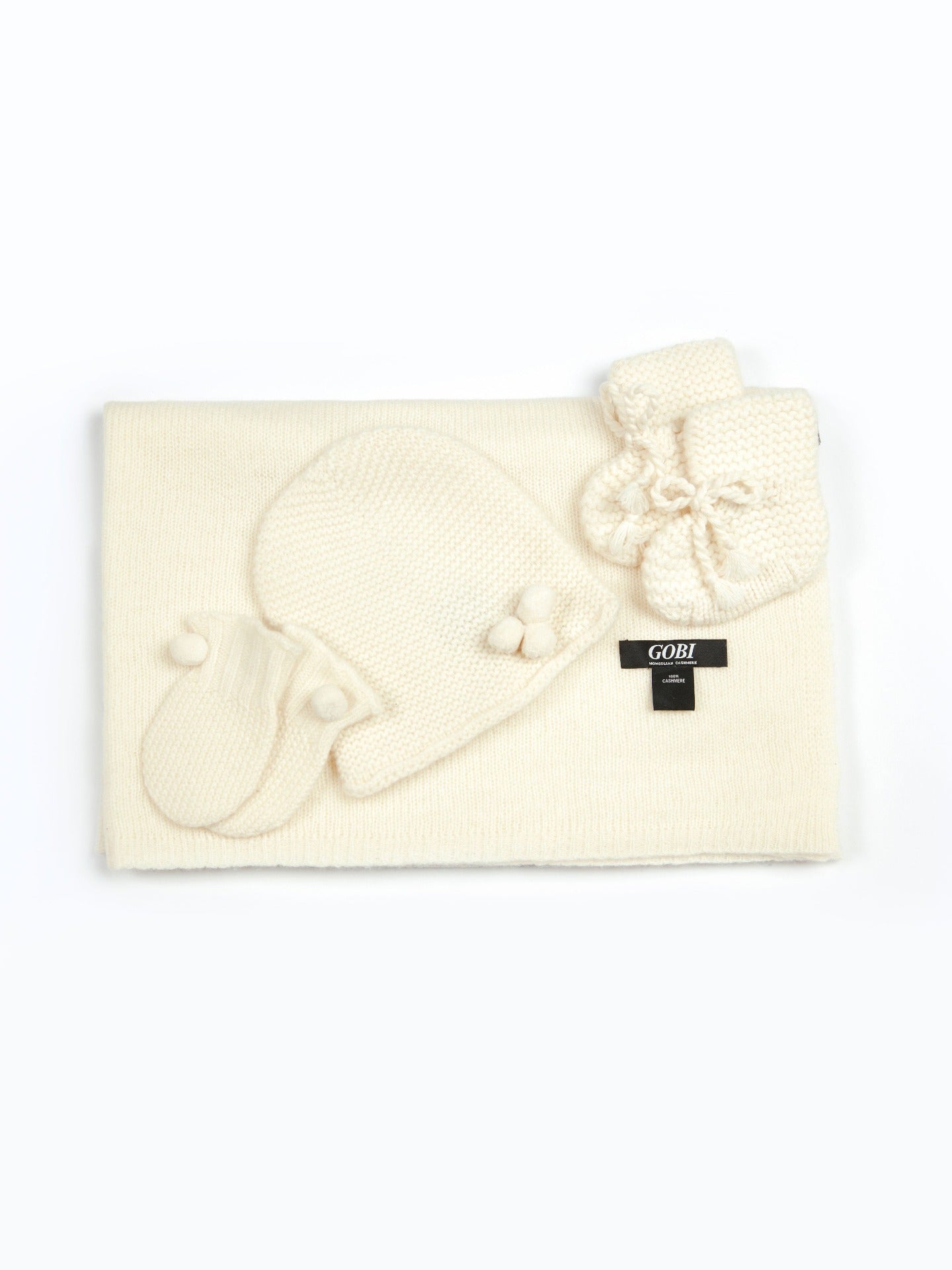 Unisex Cashmere Baby Set White - Gobi Cashmere