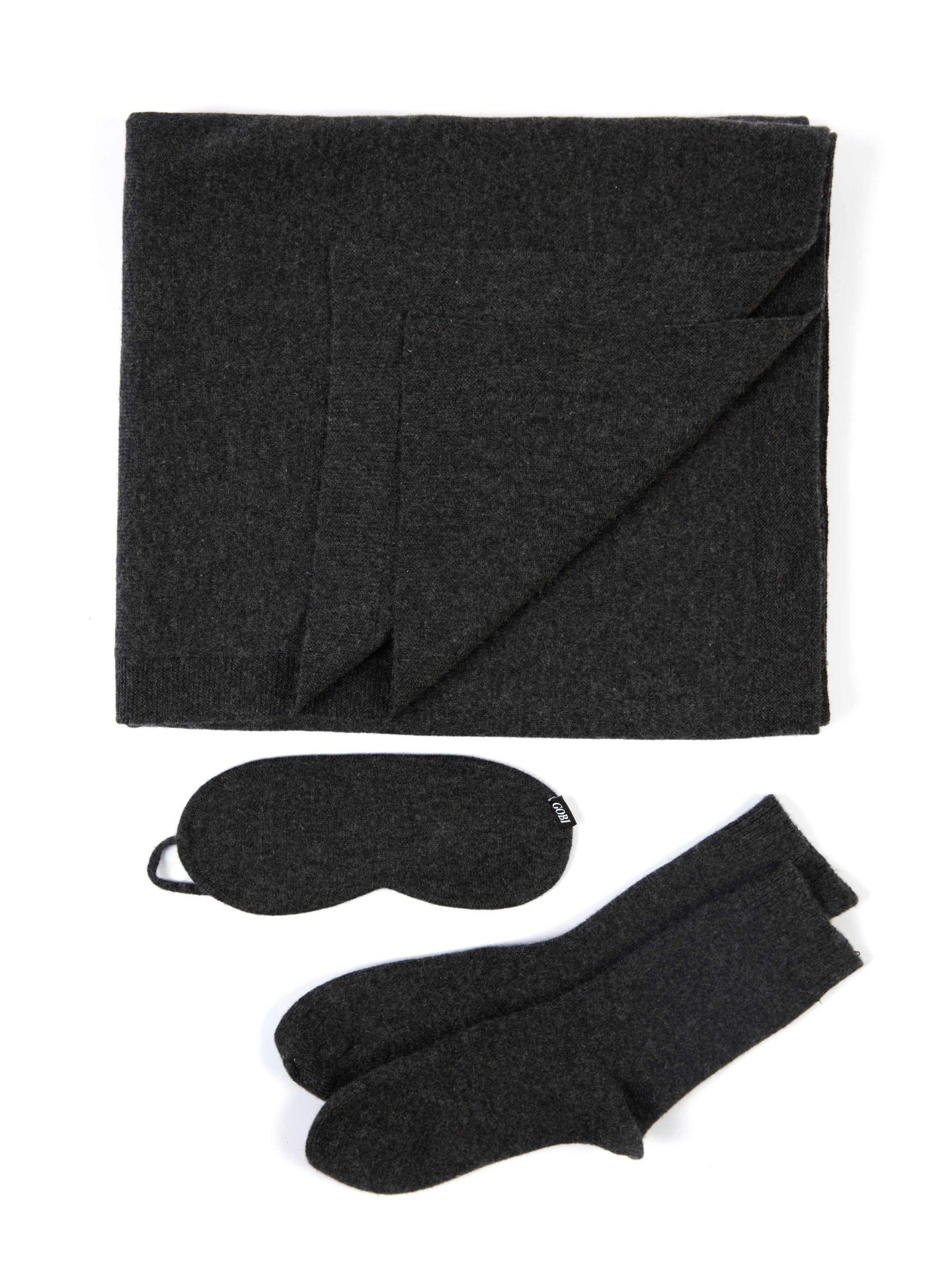 Unisex Cashmere Travel Set Charcoal - Gobi Cashmere