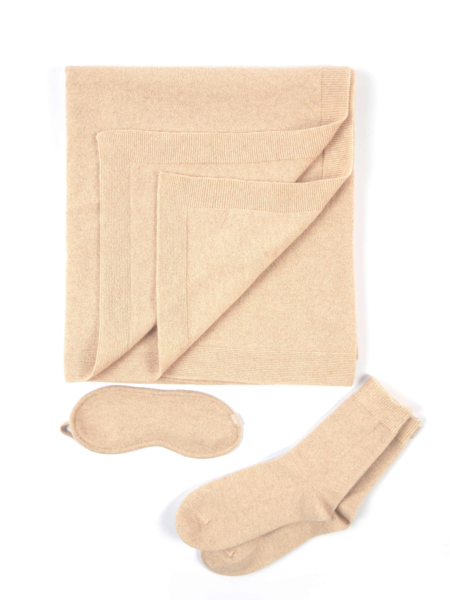 Unisex Cashmere Travel Set Beige - Gobi Cashmere