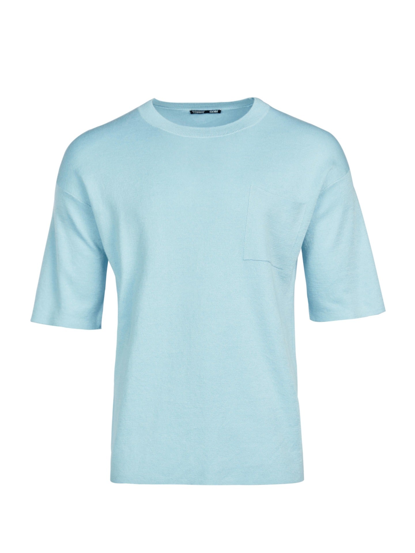 Men's Silk Cashmere Pocket T-Shirt Cerulean - Gobi Cashmere