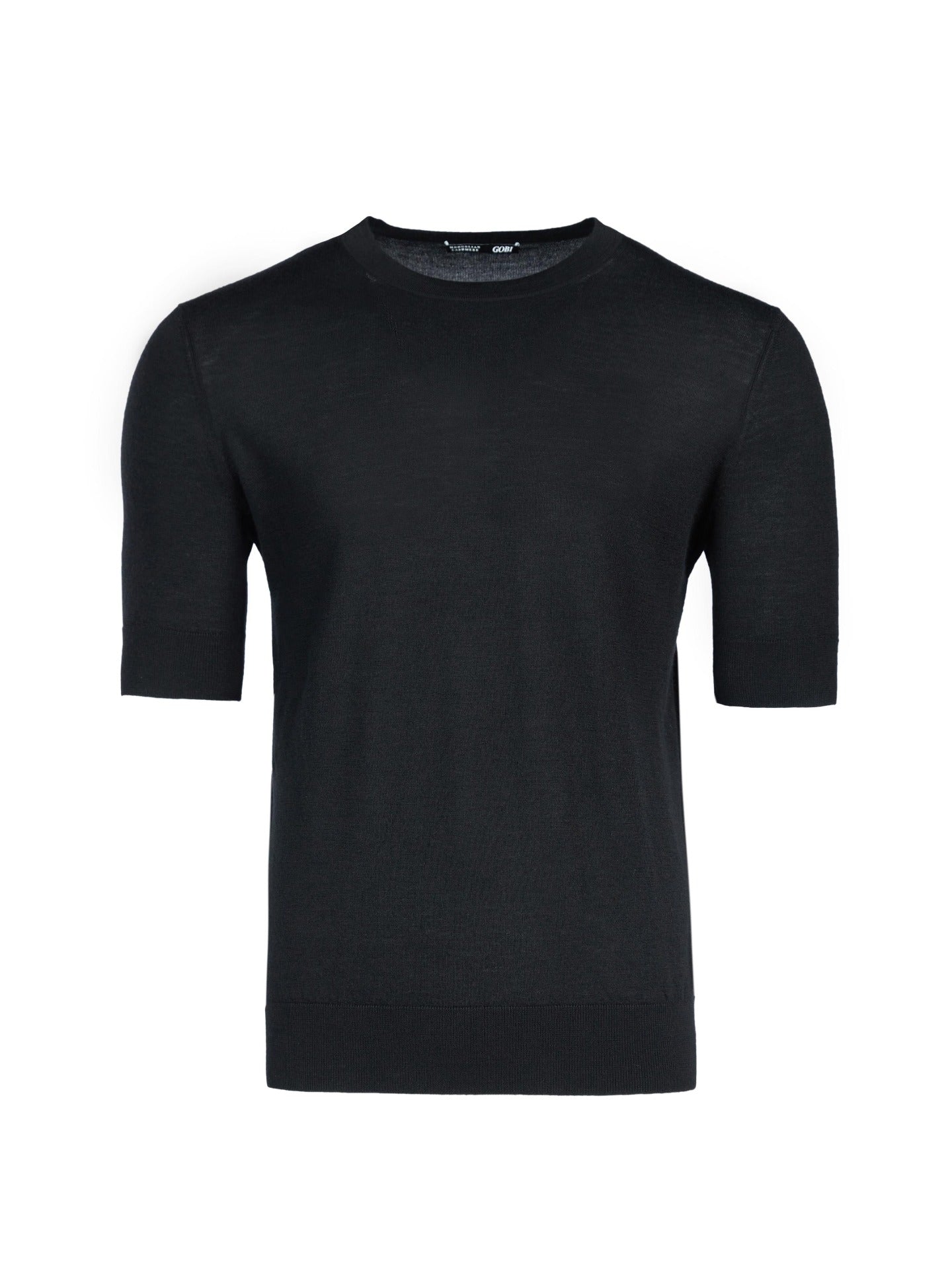 Men's Silk Cashmere T-Shirt Black - Gobi Cashmere