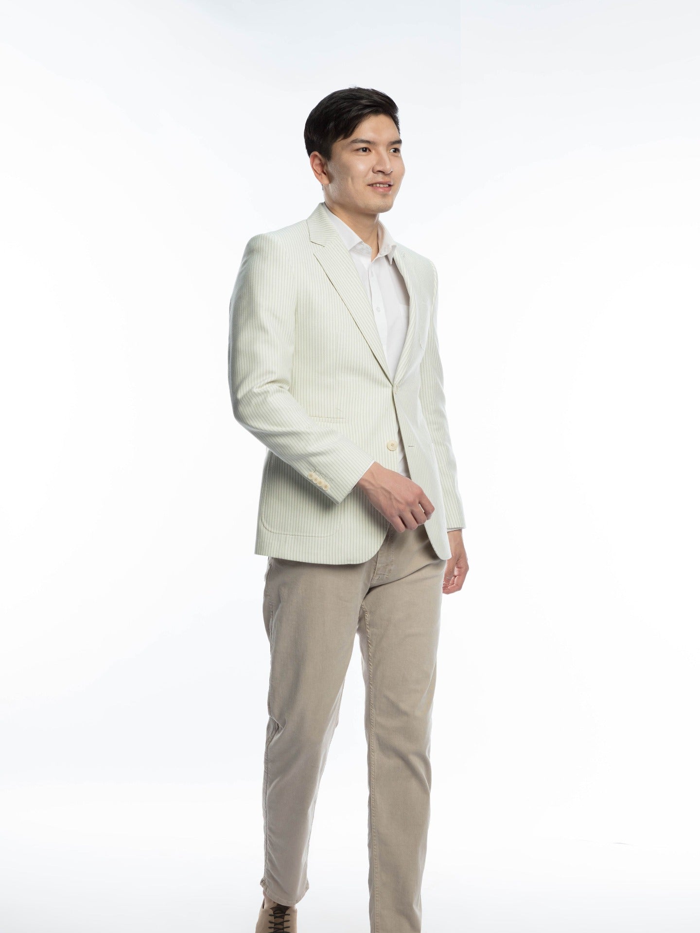 Men's Cashmere Slim Fit Unstructured Blazer White - Gobi Cashmere