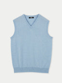 A sleeveless V-neck light blue men's cashmere vest #color_light-blue