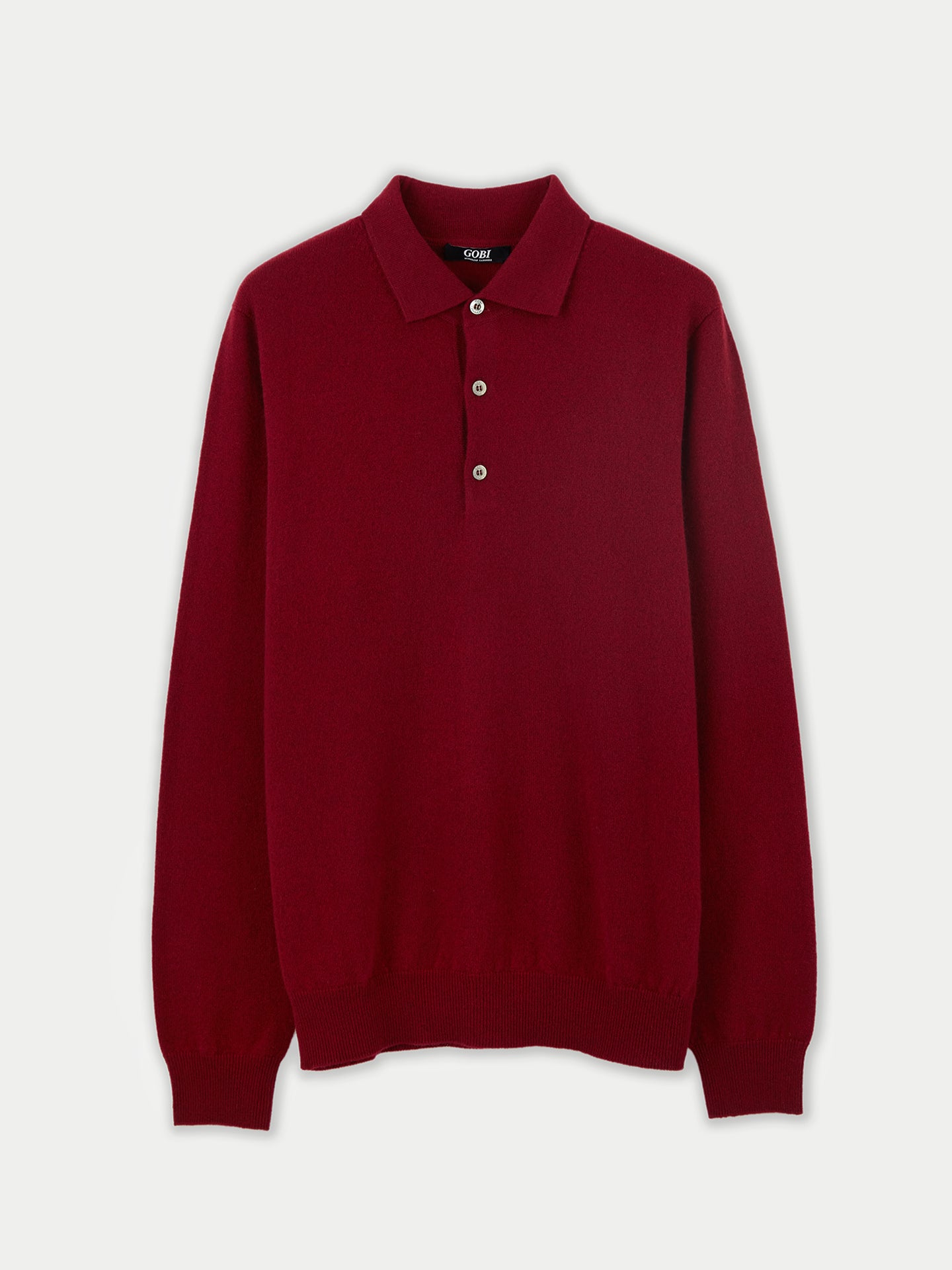Men's Polo Neck Cashmere Sweater in Bordeaux | GOBI US