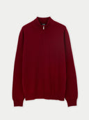 Men's Cashmere Half Zip Polo Bordeaux - Gobi Cashmere #color_bordeaux