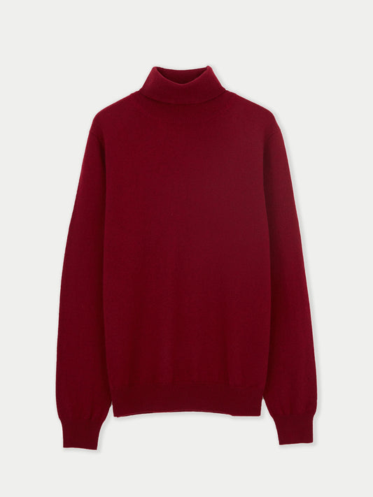 Men's Cashmere Basic Turtleneck Sweater Bordeaux - Gobi Cashmere