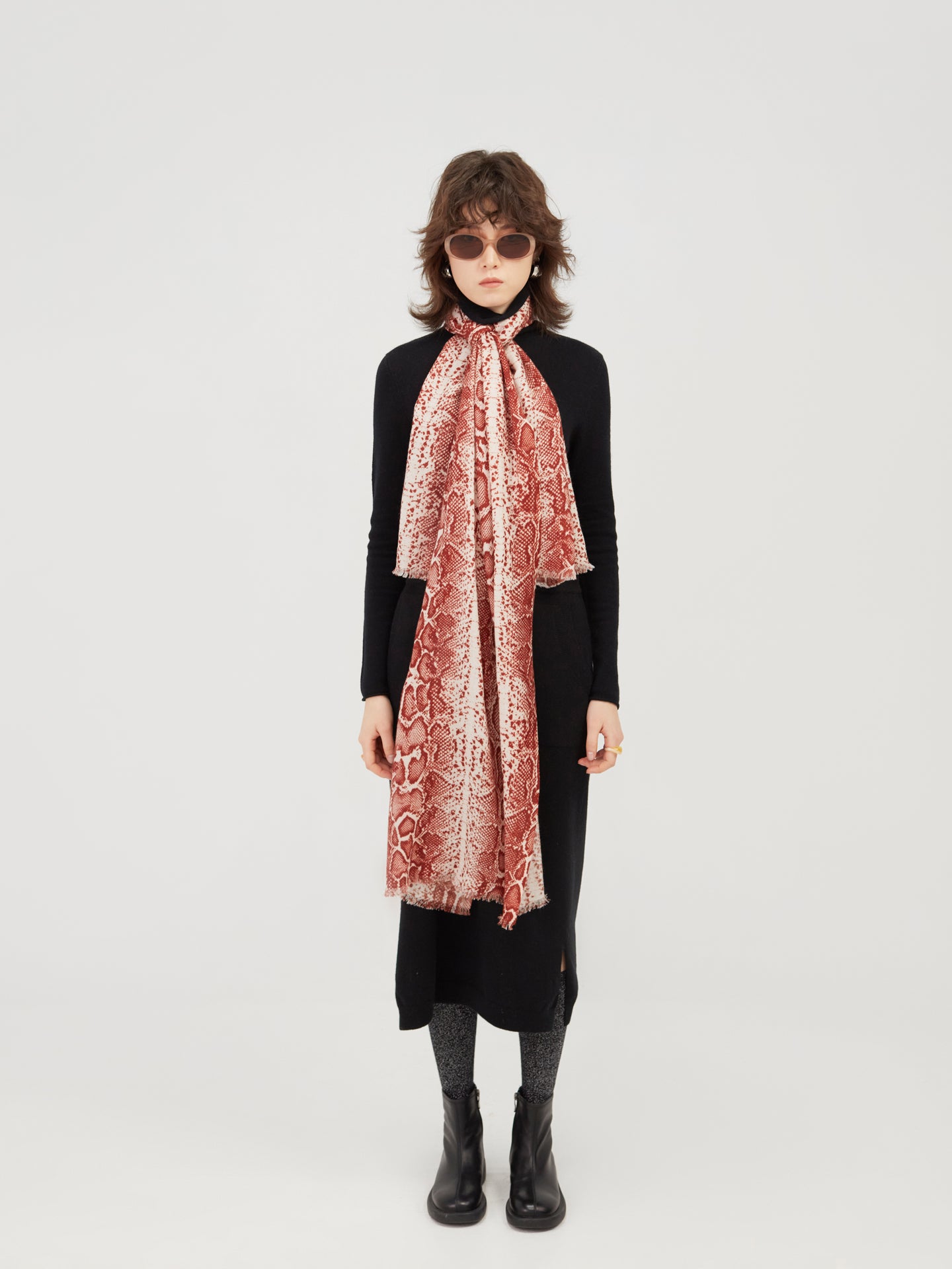 Cashmere Python Print Scarf Cowhide - Gobi Cashmere