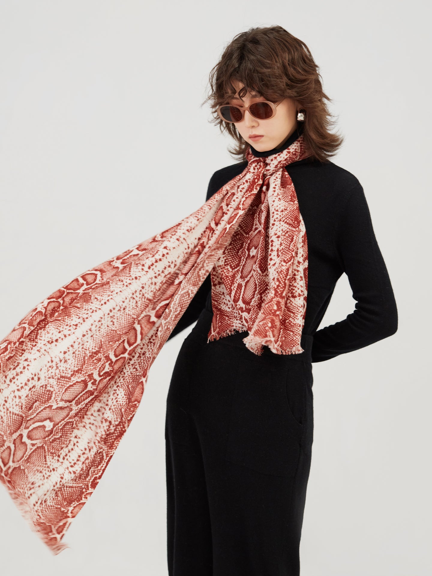 Cashmere Python Print Scarf Cowhide - Gobi Cashmere