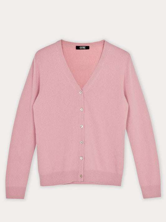 Women's Cashmere V-neck Cardigan Orchid Smoke - Gobi Cashmere