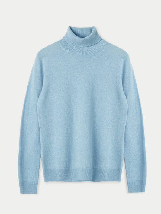 Women's Cashmere Classic Turtleneck Light Blue - Gobi Cashmere