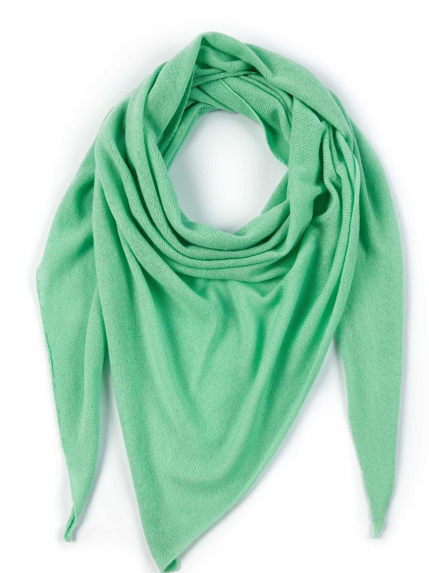 Women's Cashmere Knit Triangle Scarf Green - Gobi Cashmere
