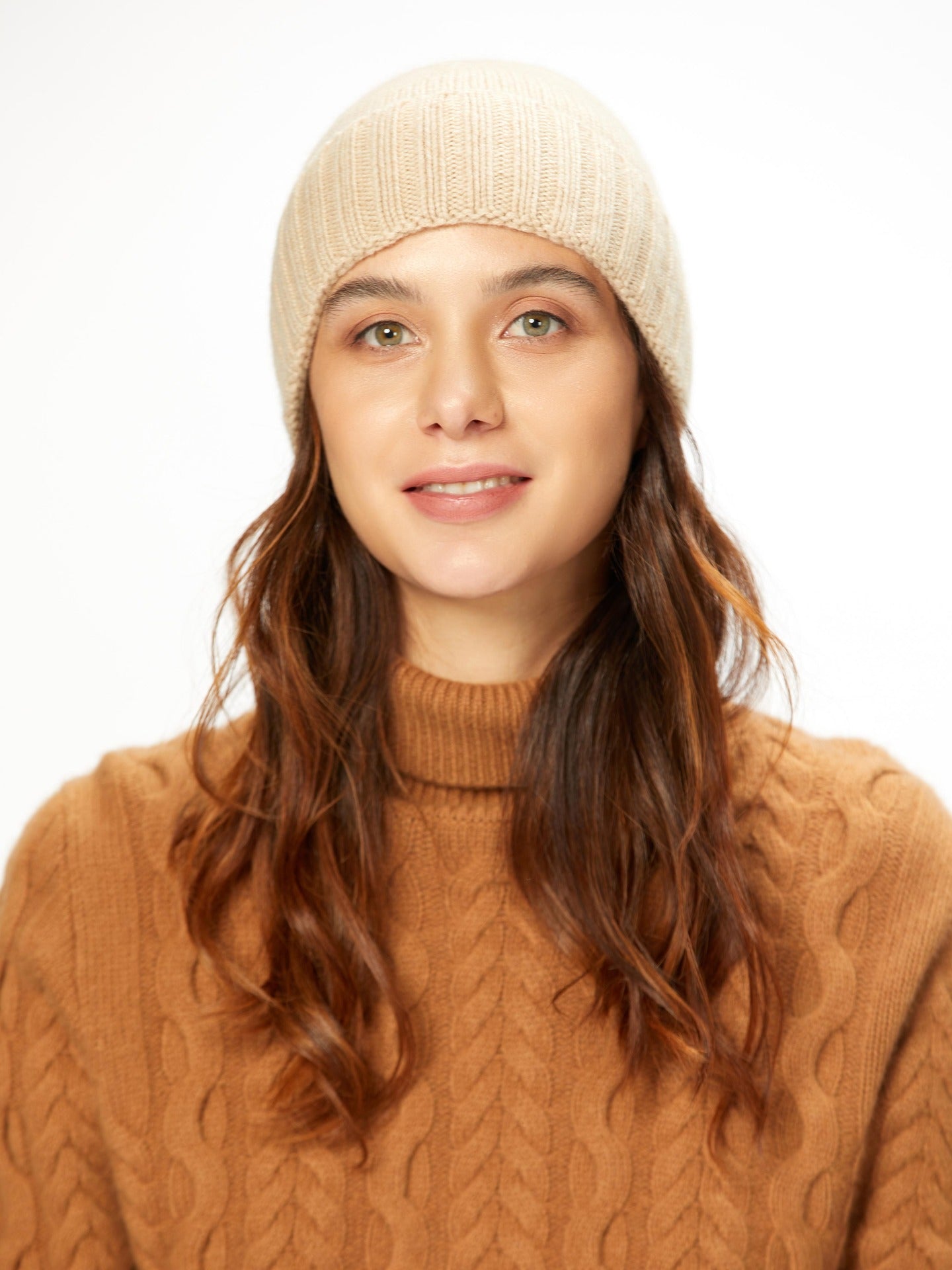 Unisex Cashmere  Basic Beanie Beige - Gobi Cashmere