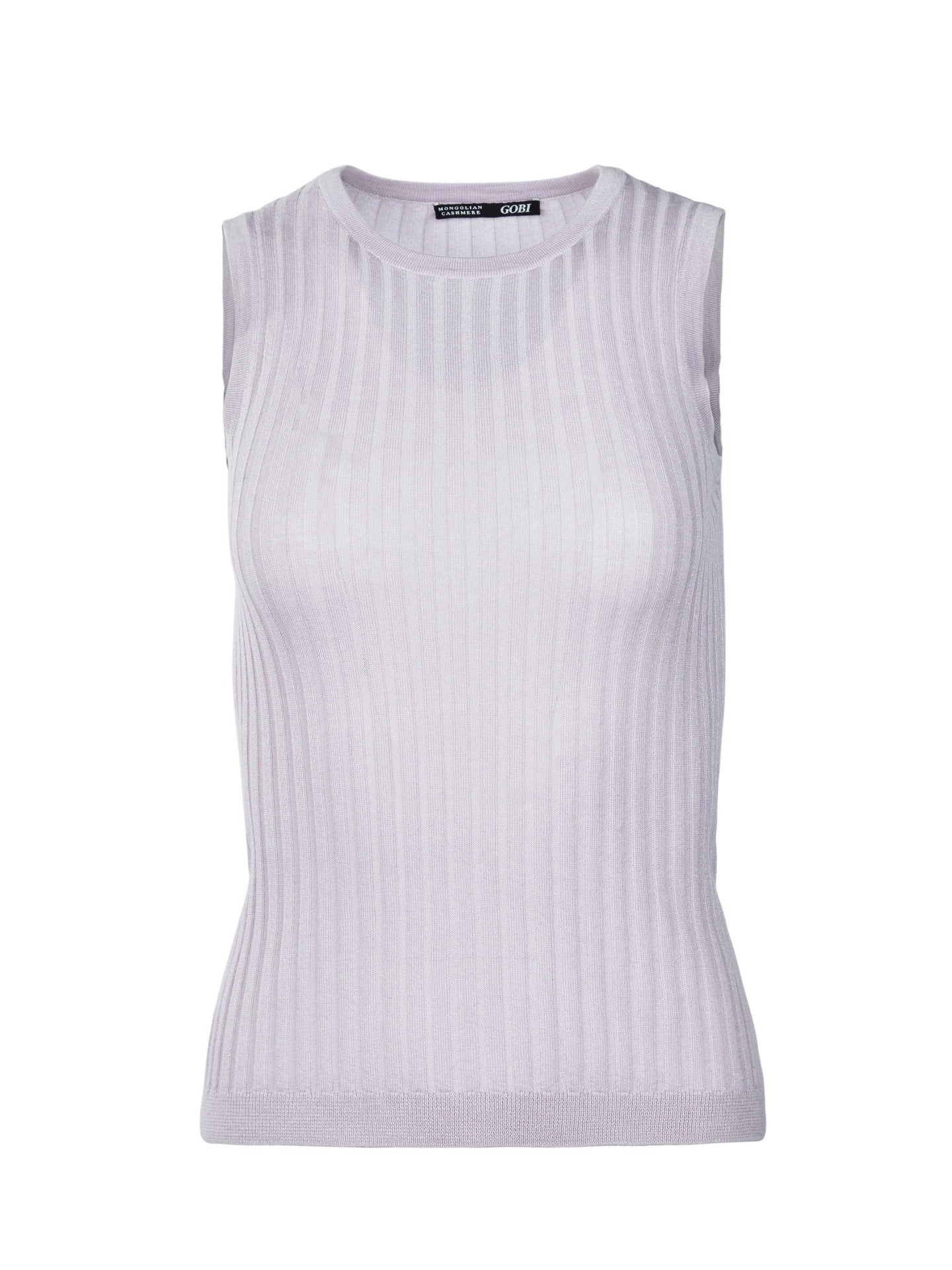 Women's Silk Cashmere Ribbed Tank Top Orchid Tint - Gobi Cashmere