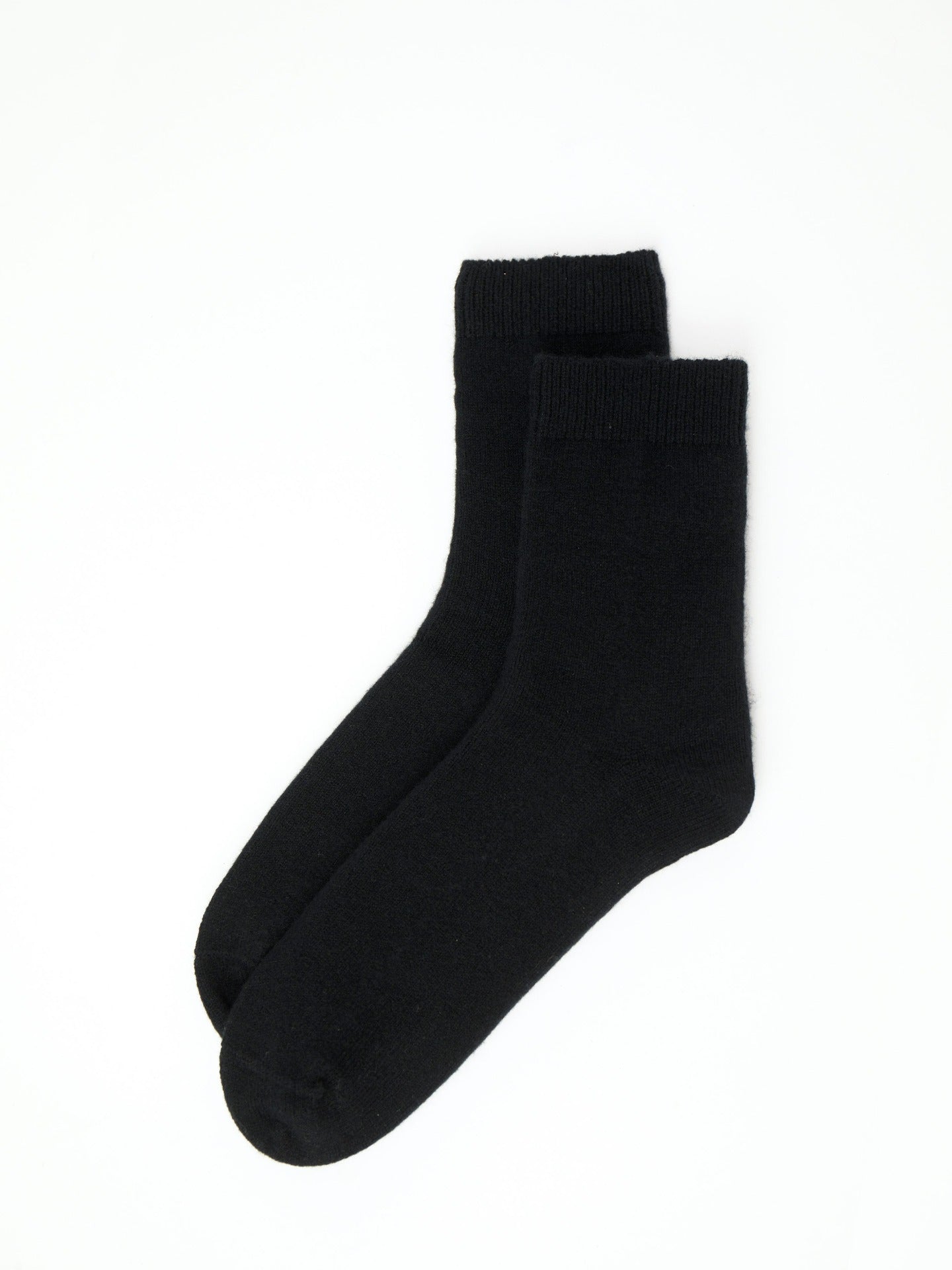 Unisex Cashmere Rib Knit Bed Socks Black - Gobi Cashmere