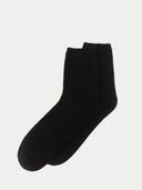 Pair of black socks on a light gray background #color_black