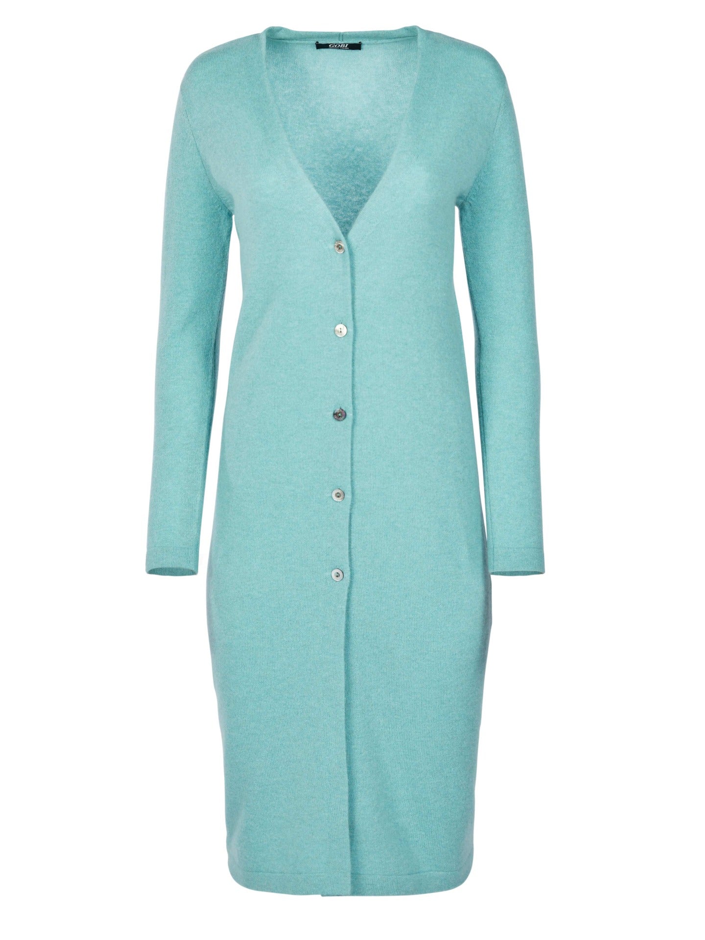 Women's Cashmere Long Button Cardigan Gray Mist - Gobi Cashmere