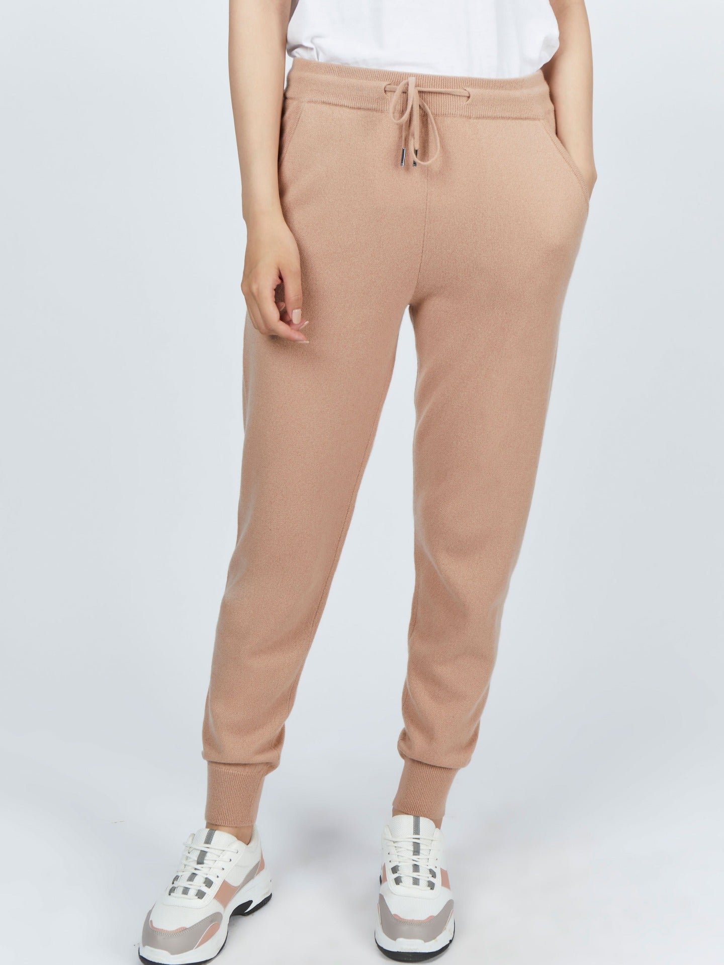 Women's Cashmere Cuffed Jogger Toasted Almond - Gobi Cashmere